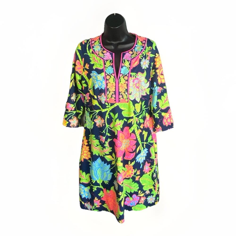 Gretchen Scott Jersey Swing Dress Women’s Vibrant Floral Pattern Size Small